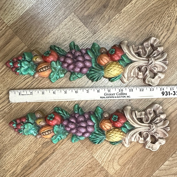 Vintage 1964 handmade ceramic swag wall fruit hanging decor - Picture 9 of 10